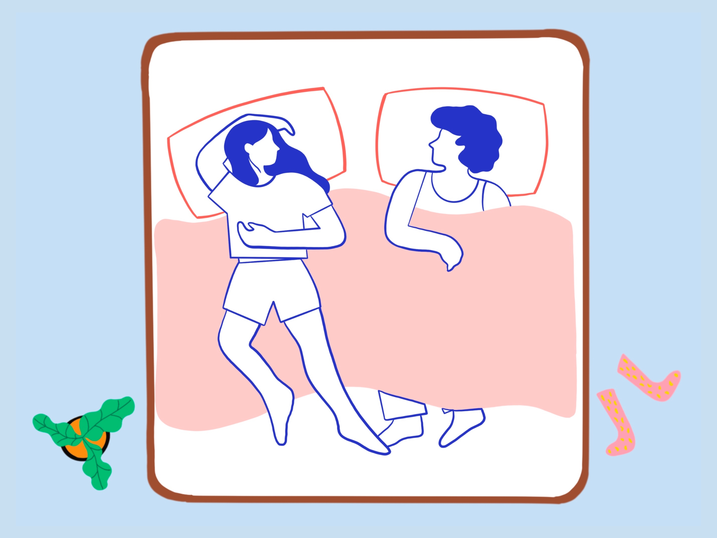 Romantic Sleeping Poses Illustration